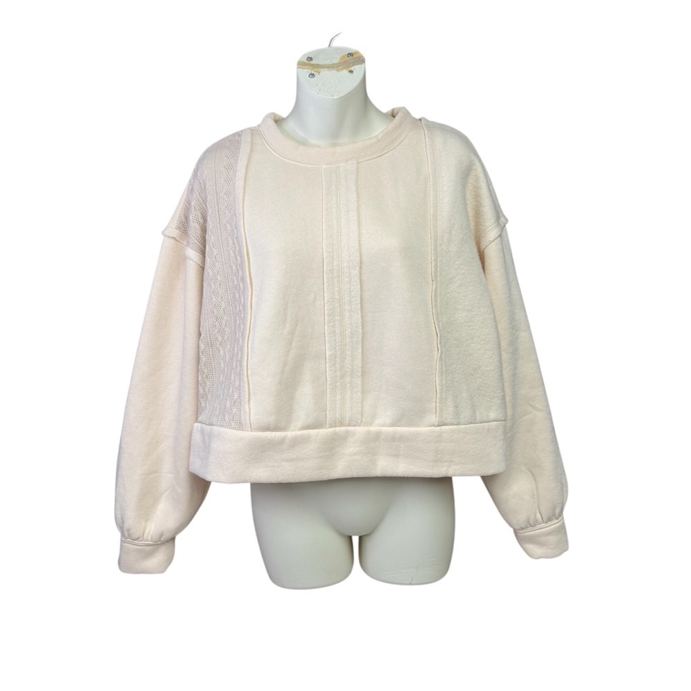 Very J Cream Knit Top size small mixed textures on the front